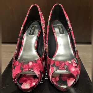 White House Black Market Pink Floral Heels